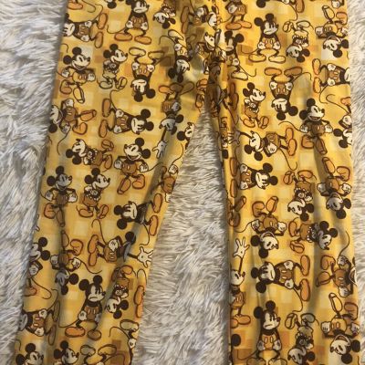 LuLaRoe Waist 24” Pants Leggings Yellow Mickey /disney  New OS Pajamas Womens